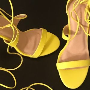 Neon lace up strappy sandals